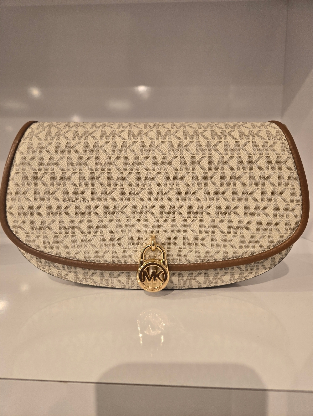 Michael Kors Vanilla Mila Medium Signature Logo Bag NWT